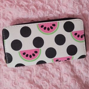 Canvas Zip Wallet- Watermelon Polka-dot